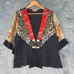 Vtg Spencer Alexis Kimono‎ Top XL Asian Whimsical Artsy Fairy Whimsigoth Floral